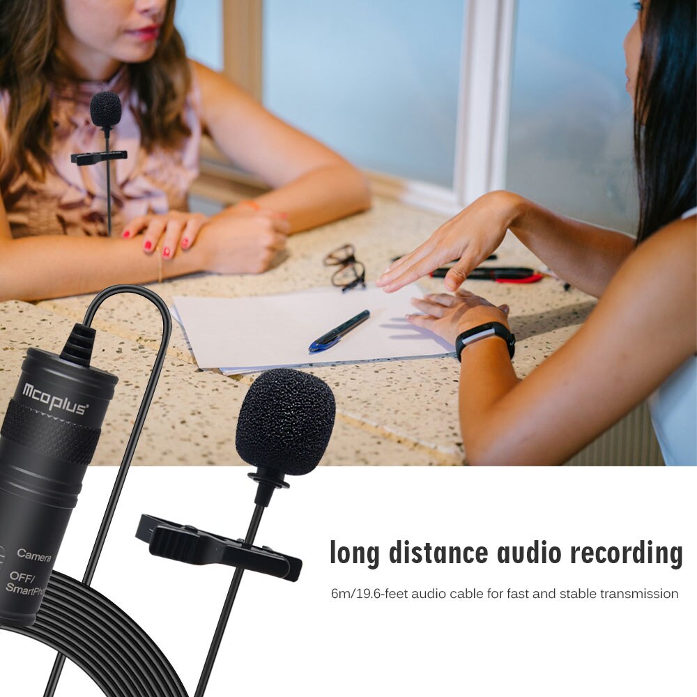 Mcoplus revers lavalier microfoon interview receptie vlog live microfoon opname handsfree microfoon voor telefoon camera computer