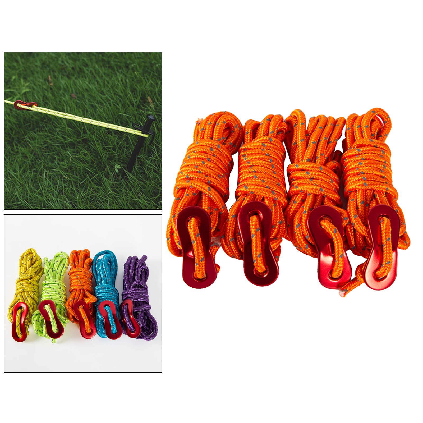 Pack de cordes réfléchissantes 4mm, corde de guidage pour tente, Camping, randonnée, barbecue, 2 mètres