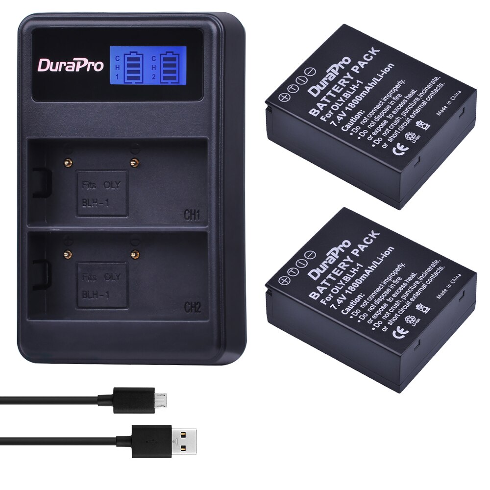 1800mAh BLH-1 BLH1 Battery with Charger for Olympus E-M1 Mark II, E-M1X, E-M1 Mark III Camera