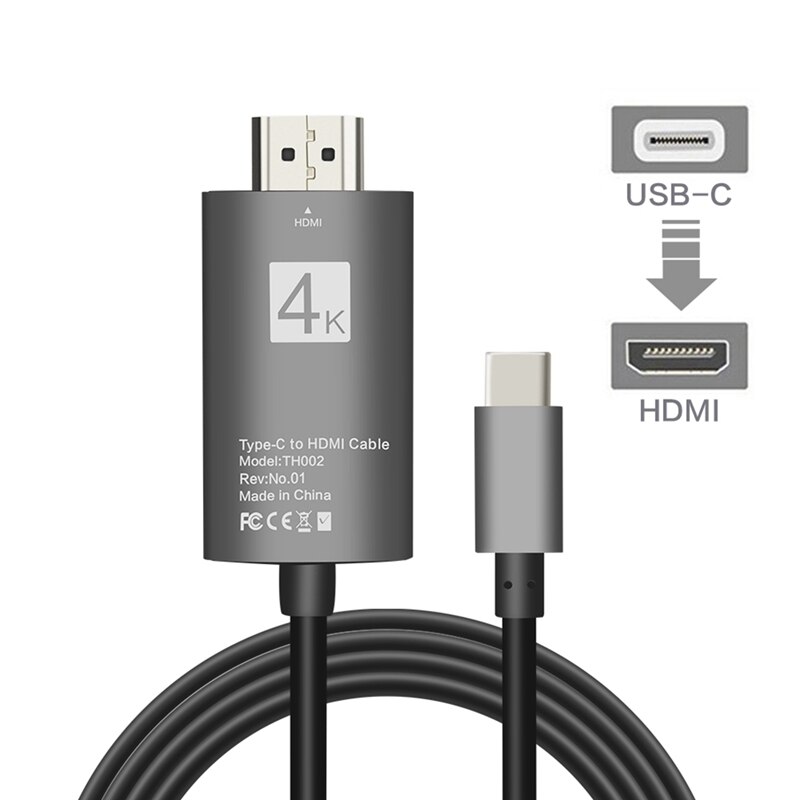 Usb-c type-c til hdmi 4k*2k uhd hdtv adapter til samsung galakse  s8 s8+  macbook grå