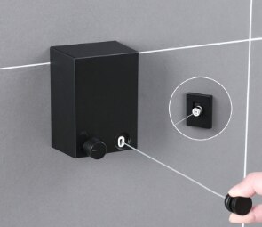 Double Row Clothesline Wall Mounted Retractable Clothes Dryer Steel Rope Wall Hanger Laundry Dryer Indoor Clothes Line WJ916: black-B