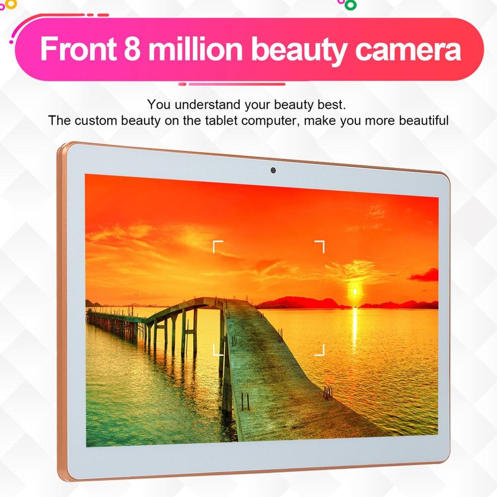 Tablet de plástico KT107 de 10,1 pulgadas HD de gran pantalla versión Android 8,10 tableta portátil de 8G + 64G Tablet dorada