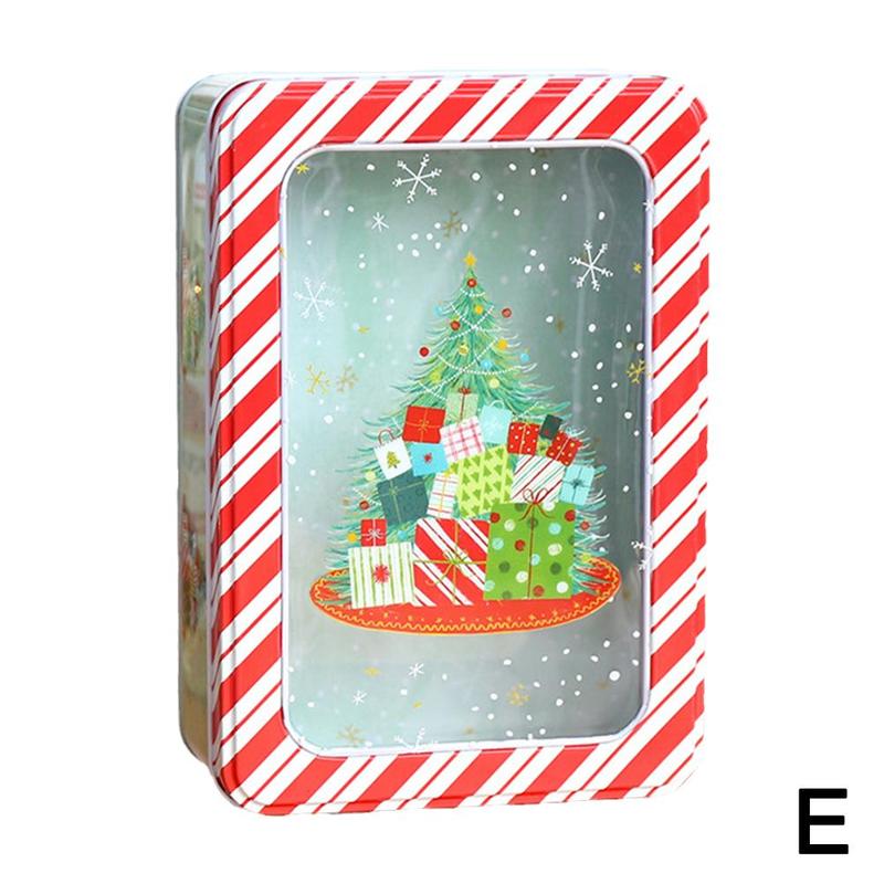 Boîte à biscuits en fer blanc, fenêtre transparente Rectangle Film carré emballage de noël boîte à chocolat cuisson boîte à bonbons T3Z8: E