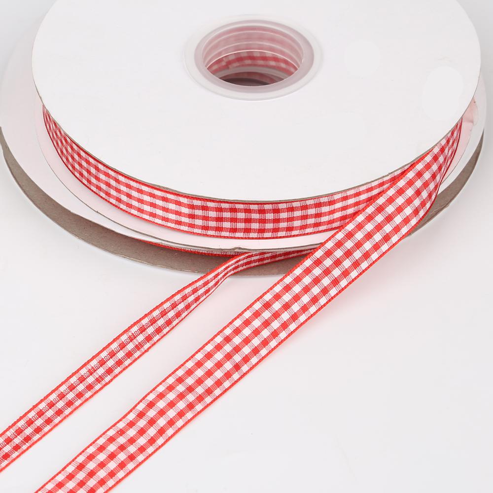 10 Yards Rood Zwart Plaid Grid Gedrukt Rooster Stof Snijden Tape Linten Voor Diy Kledingstuk Decoratie Cadeaupapier Lint 1/1.5 Cm