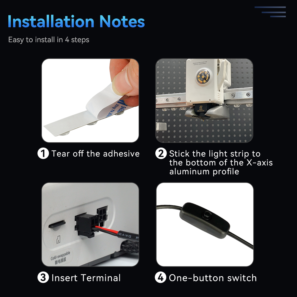 For Bambu Lab A1 LED Light Strip Upgrade 6500K Optical Lens Lamp Super Bright Wide Fill Light For Bambulab A1/ A1 Mini Accessori