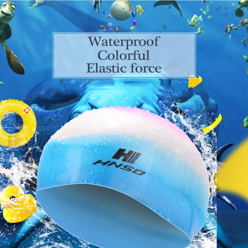 Sports Waterproof Silicone Elastic Protection Long Hair Sports Swimming Cap High Elastic Headless Swimming Hat
