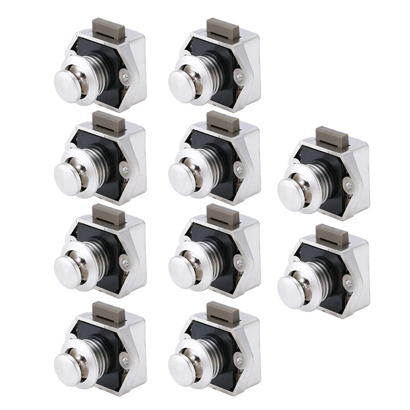 10pcs Diameter 20mm Camper Car Auto Push Lock RV Caravan Boat Drawer Latch Button Locks For Furniture Hardware Tool Accessories