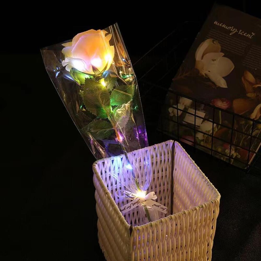 1Pc Valentine's Day 24K Aluminum Foil Rose Gold Rose Lasting Eternal Love Wedding Decoration Lover Lighting Rose: MULTI