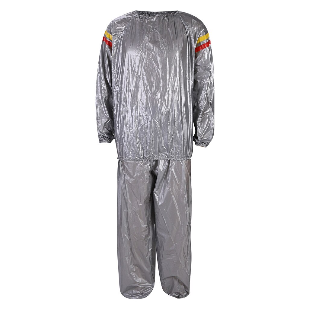 Heavy Duty Fitness Weight Loss Sweat Sauna Suit Exercise Gym Anti-Rip: Silver / XXXL