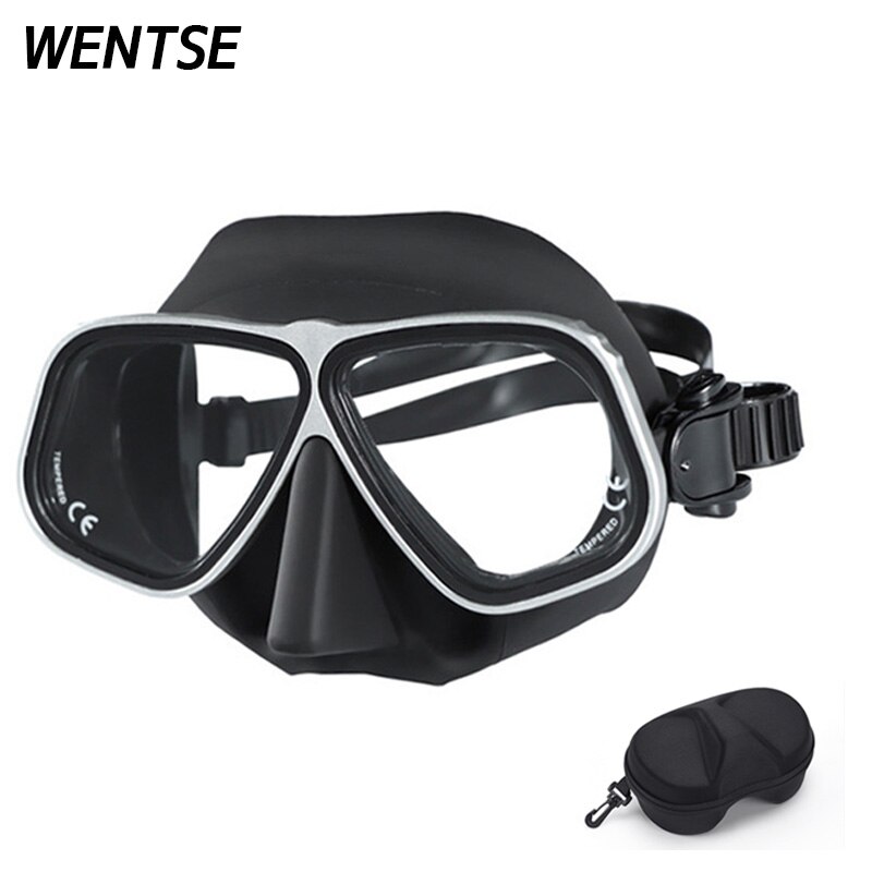 Color Alloy frame free diving goggles scuba full face mask wet tube kit Snorkeling equipment Ultra low volume Free-dive: Black silver 01