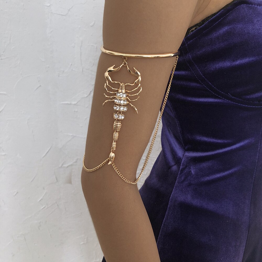 Gotischer skorpion-armring, Gold/silber, damen, übertriebene diamanten, retro, geometrisches Entwurf, handschmuck für frauen, Party