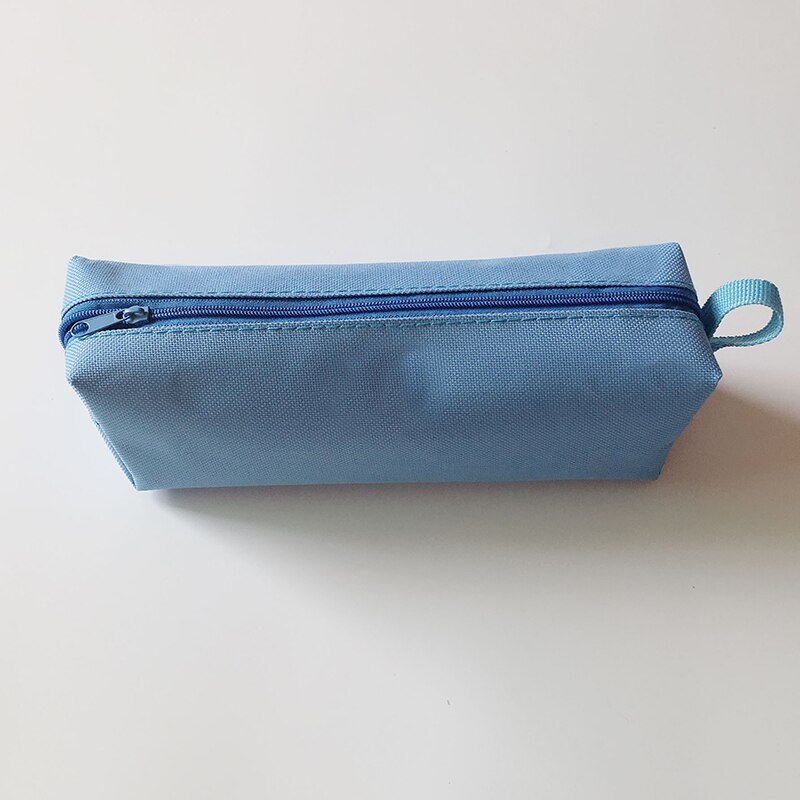 Pencil Case Makeup Bag Canvas Zipper Pen Bag Box Solid Cosmetic Bag School Stationery Bag Cosmetic Brush Bag For Girl Boy: Sky Blue