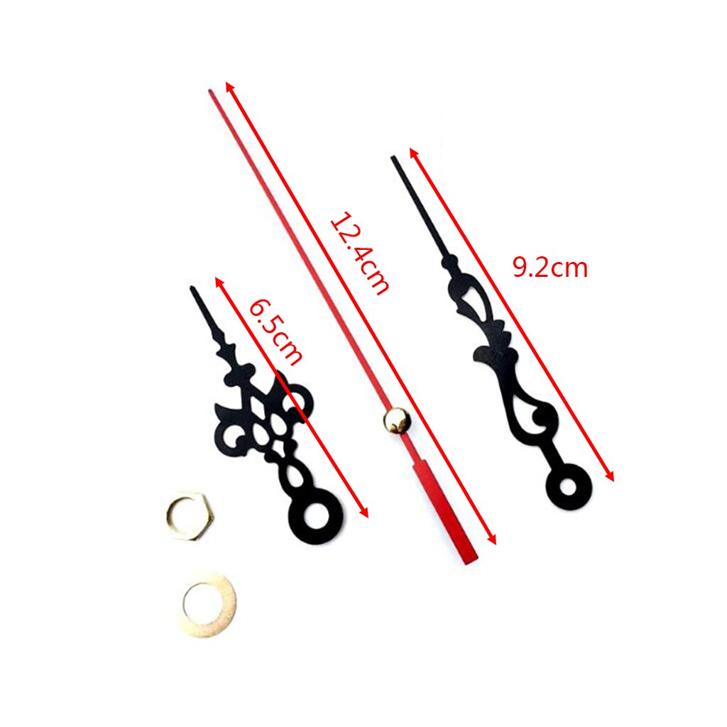 Silent DIY Clock Mechanism Battery Powered Quartz Wall Clock Movement with Black and Red Needle Hands for Clock Replacement Kits