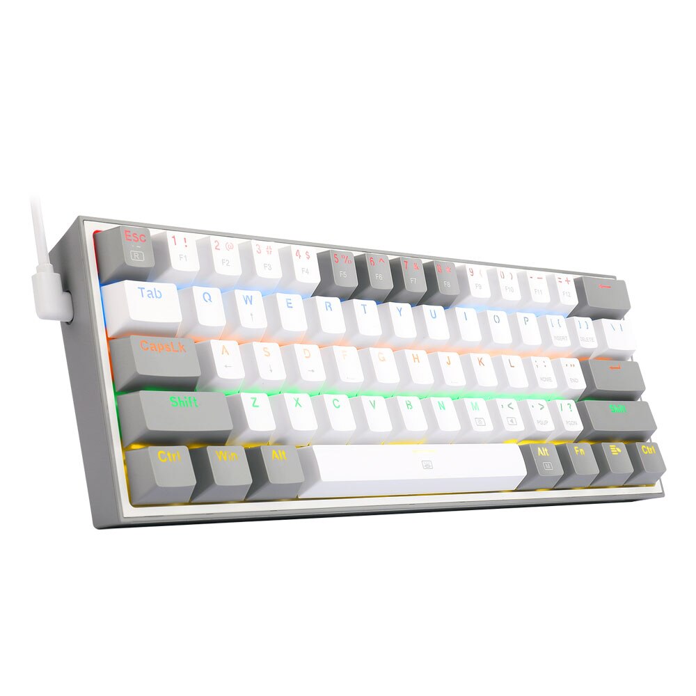 REDRAGON-miniteclado mecánico Fizz K617 para videojuegos, teclado con cable desmontable, 61 teclas, color azul, arcoíris, USB, portátil, para viaje