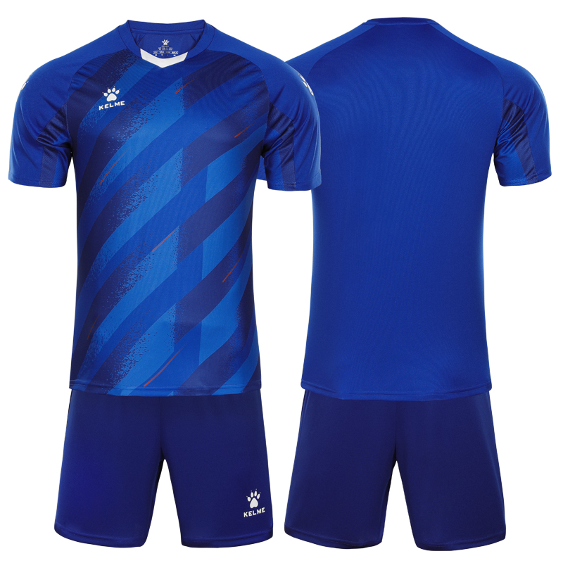 Kelme fotballdrakt sommer utendørs løping trening fitness korte ermer shorts pustende todelt sett: Xl / Himmelblå