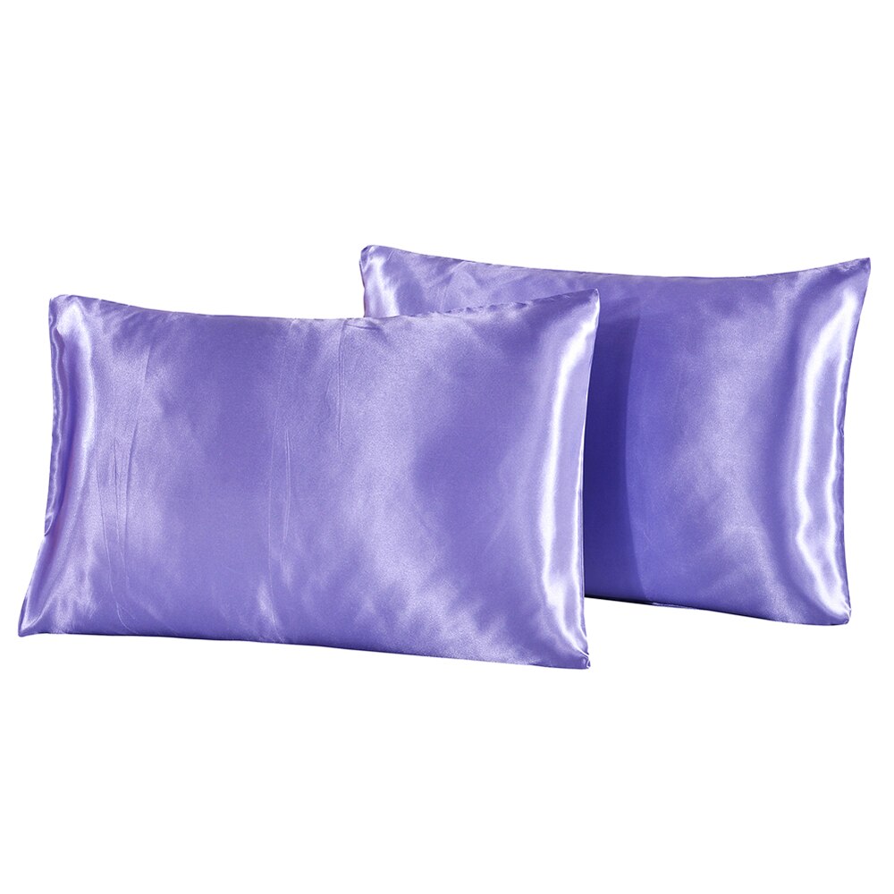1Pc Koningin Satijn Zijde Kussensloop Kussen Case Cover Thuis Beddengoed Smoothy Kussen Rechthoek Beddengoed Kussen: Paars