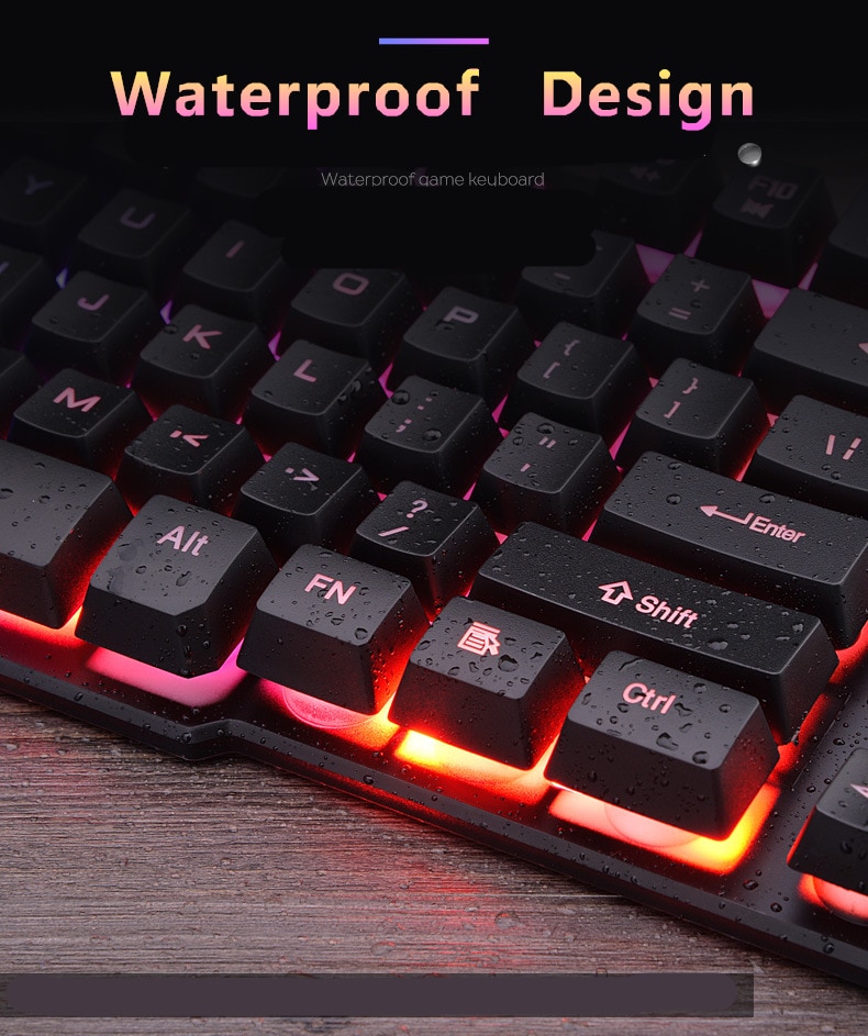 Colorful Gaming Mechanical Feel Keyboard USB Wired Ergonomic RGB Backlight Office Business Keyboard For Laptop Desktop PC