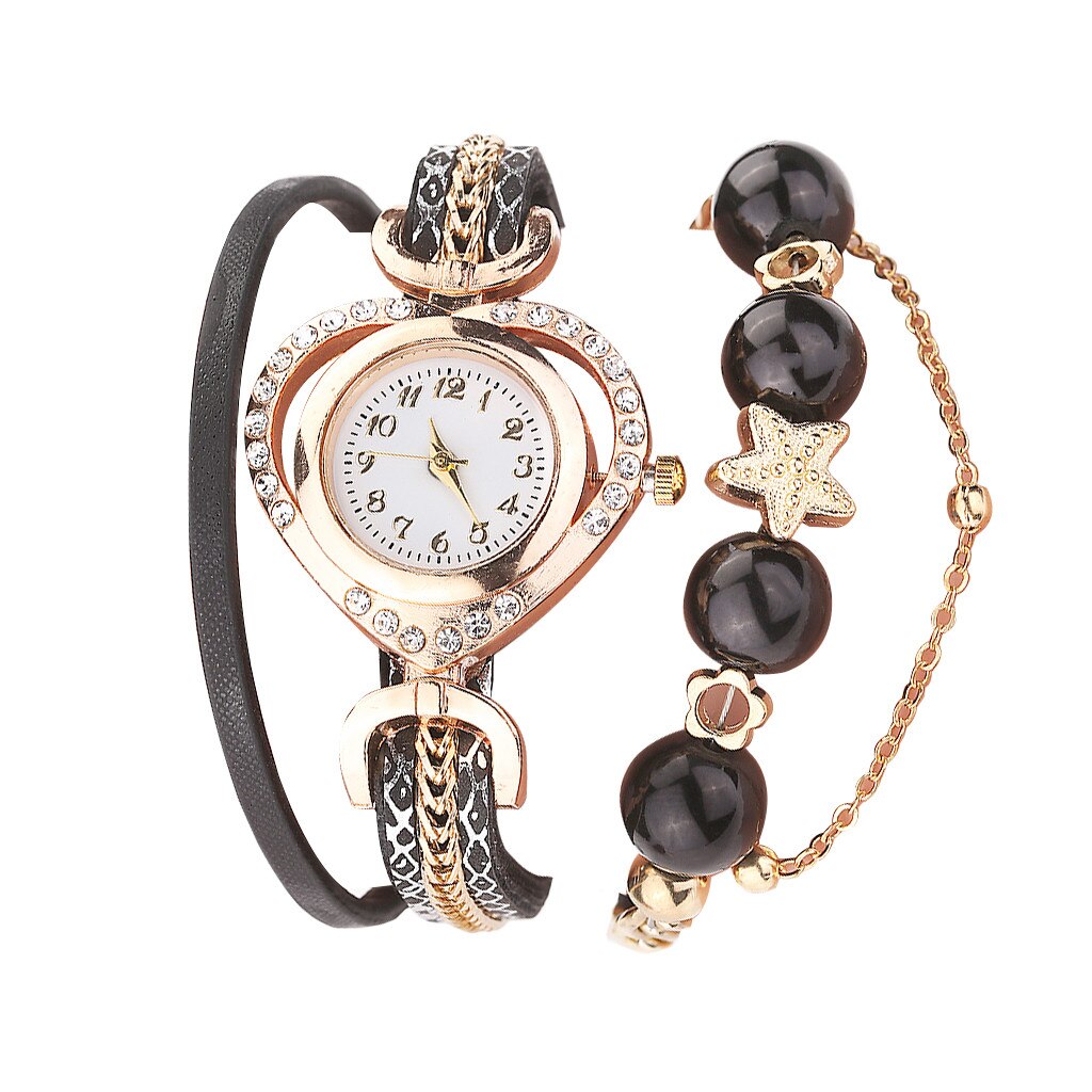 Women Vintage Bracelet Watches Shining Pearl Bracelet Dial Analog Quartz Wrist Watch Clock Ladies Watches: C