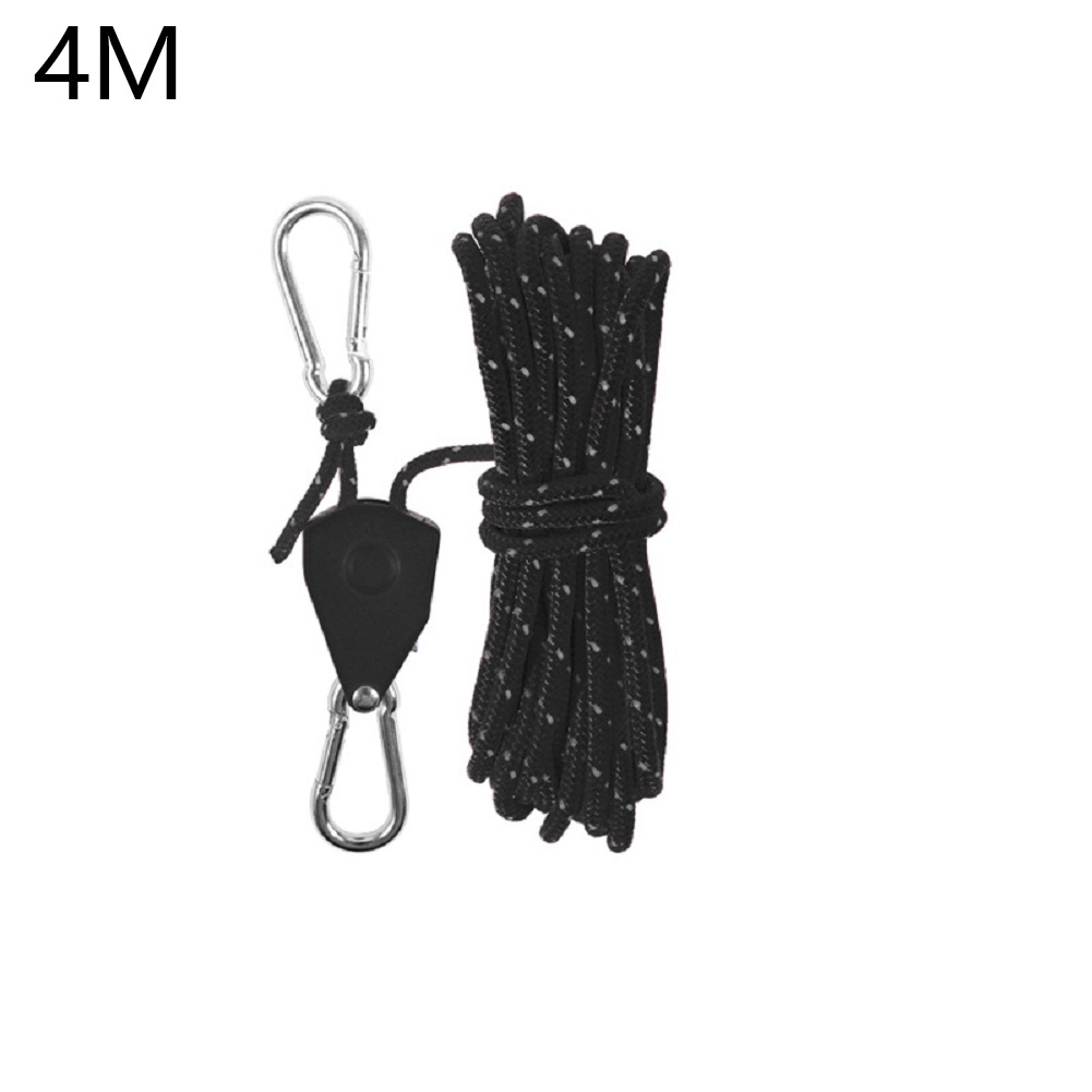 1pc 4M Camping Rope Quick Setup Outdoor Guy Lines Adjustable Tent Tie Downs Rope Hanger For Canopy Kayak Canoe Grow Light: Brown