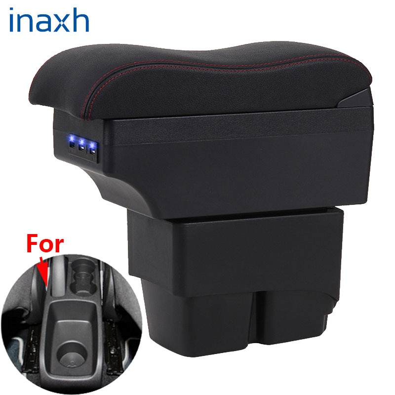 Für Ford Fest Armlehne Kasten Innen Teile spezielle nachrüsten teile Auto Armlehne Zentrum Speicher Kasten mit USB LED licht