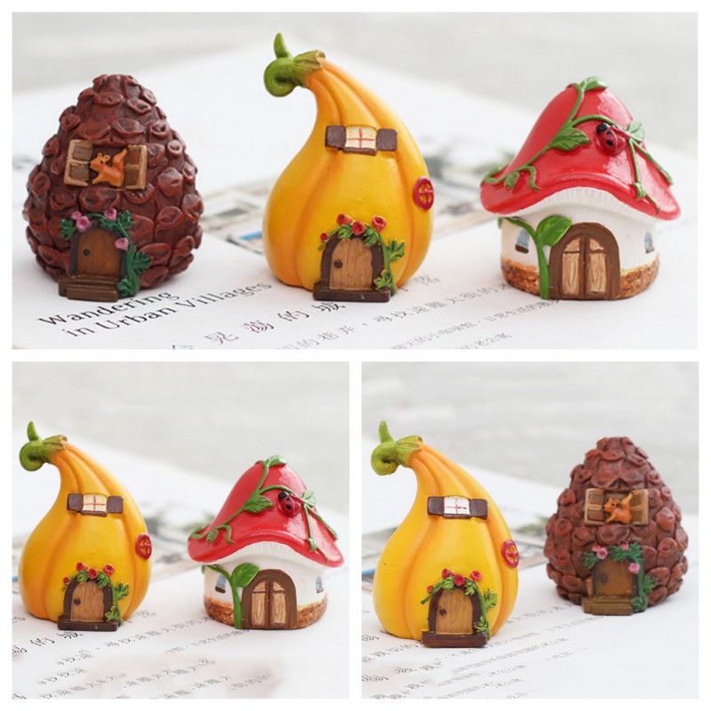 Mini Resin Micro Landscape House Miniature House Fairy Home Garden Decoration Crafts Fairy Garden Pumpkin Room Decor