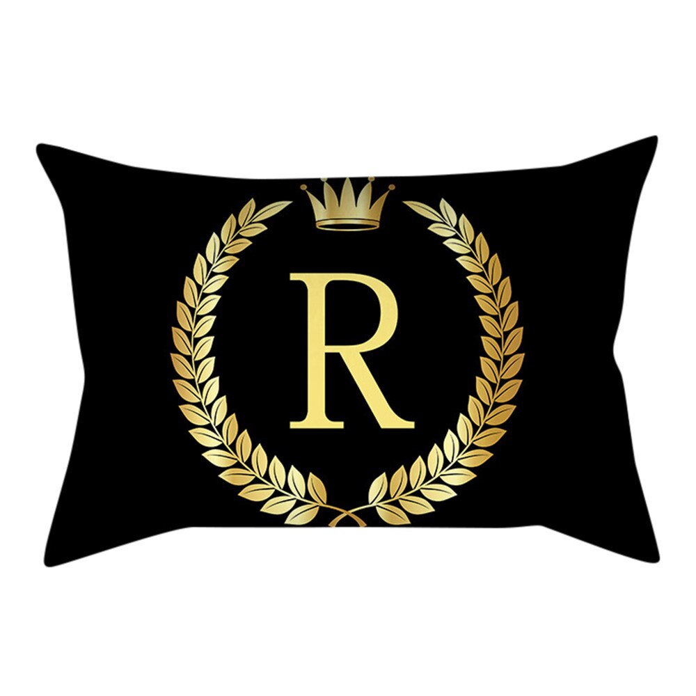 Or noir lettre taie d'oreiller oreillers décoratifs pour canapé housse de coussin taie d'oreiller pour la décoration intérieure Cojines Decorativos Para Sofá: M