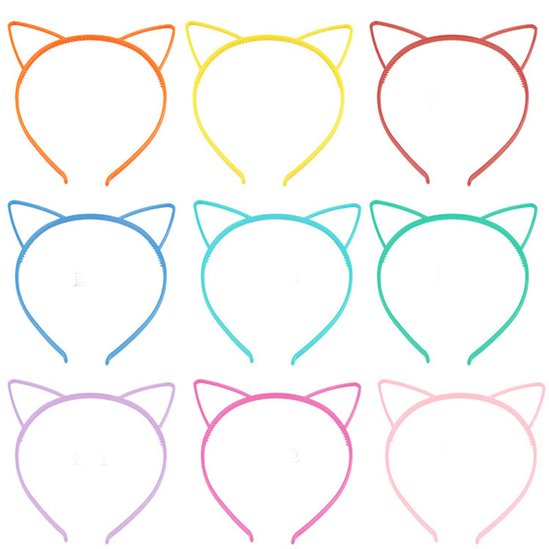 3 stücke freundlicher Stirnbänder Katze Ohren Krone Bogen Headwear Prinzessin Kunststoff Haarbänder Boho Haar Bands für Mädchen Baby Zubehör: Katze Ohren