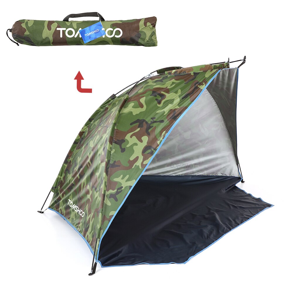 TOMSHOO Beach Tent 2 Persons Camping Tent Travel Summer UV Protection Sun Shelter Outdoor Instant Pop up Tent: Camouflage
