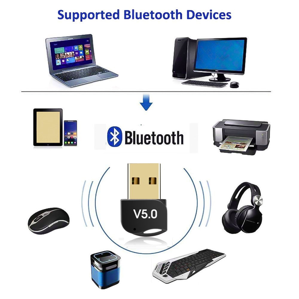 USB Adapter Bluetooth 5.0 Wireless Receiver Mini USB Bluetooth Dongle Receiver For Laptop Mouse Keyboard Accessories