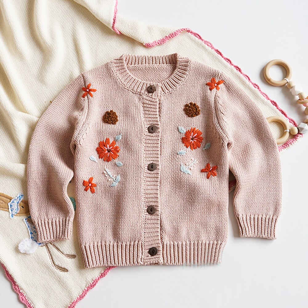 baby jenter genser cardigan høst vinter bomullstopp baby barneklær jenter strikket cardigan baby jente vinterklær: Babygenser 3 / 12m