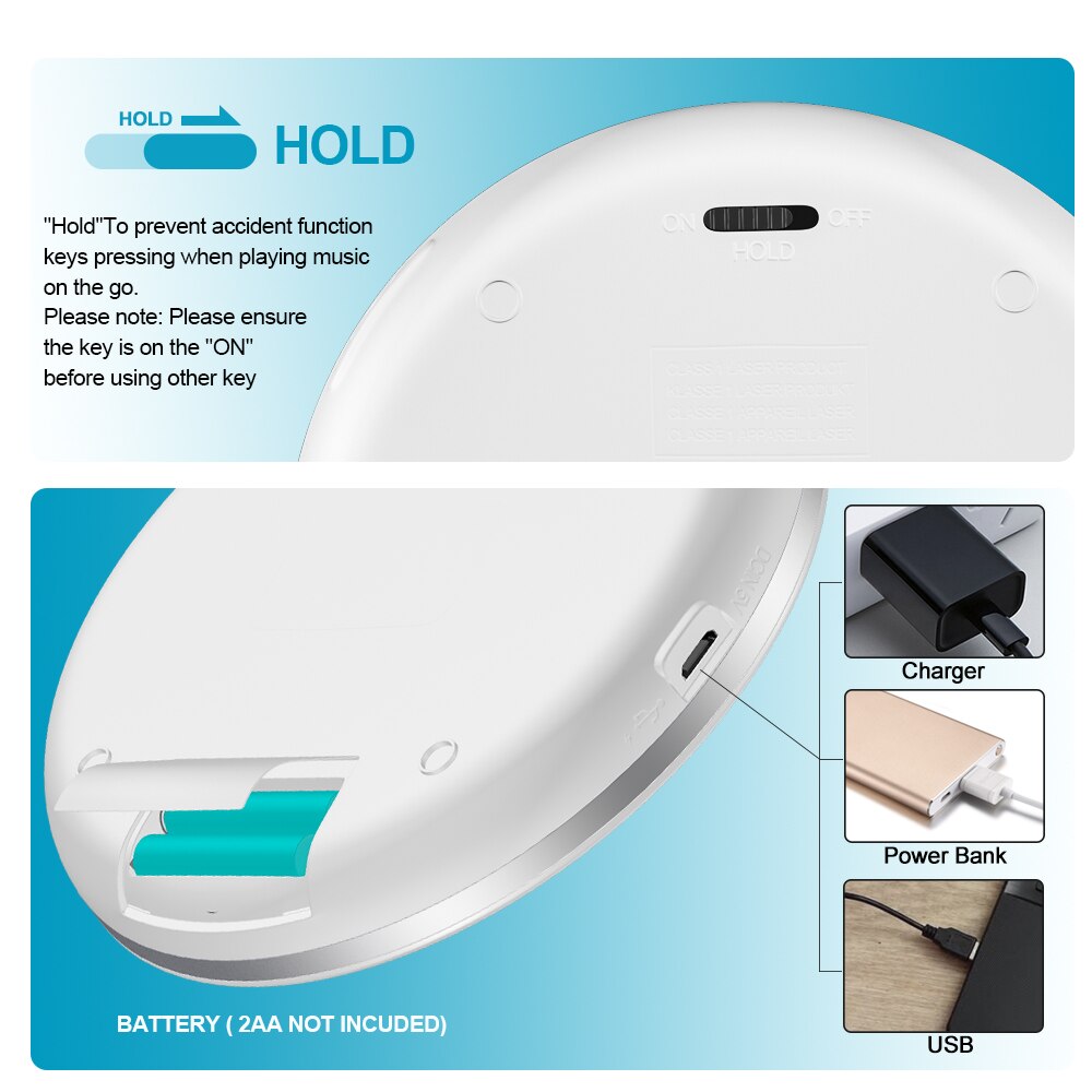 Portable Bluetooth CD Player LCD Display Walkman Surround Sound Adults Students Kids Personal Compact Disc CD Player radio cd