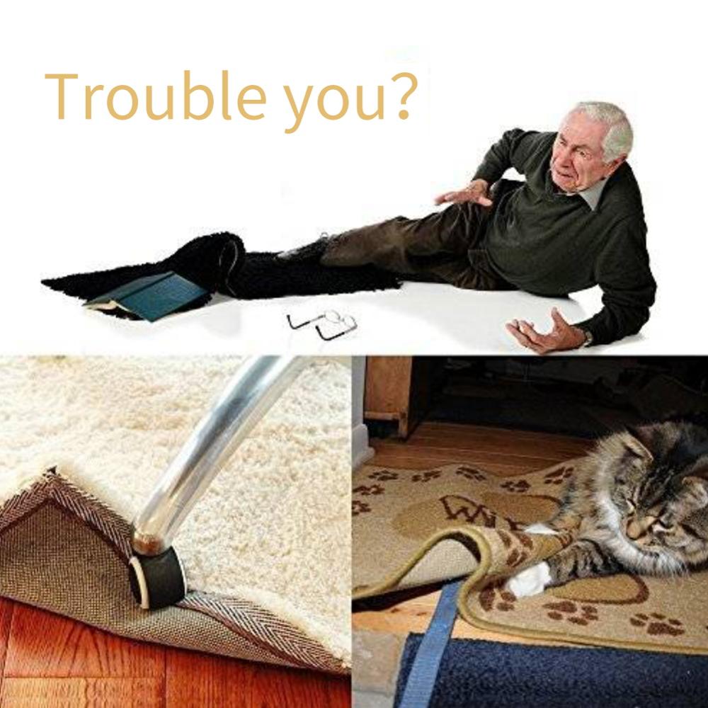 8 Stks/set Badmat Fixer Tape Tapijt Patch Rug Grijpers Zwart Anti Curling Tapijt Grijper Anti Slip Herbruikbare Wasbare Tapijt patch