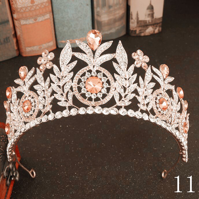 Arancione di Cristallo Da Sposa Strass Oro Corona Sposa Diademi e Corona Copricapo Accessori Per Capelli Per Le Donne Da Sposa Da Sposa: 11