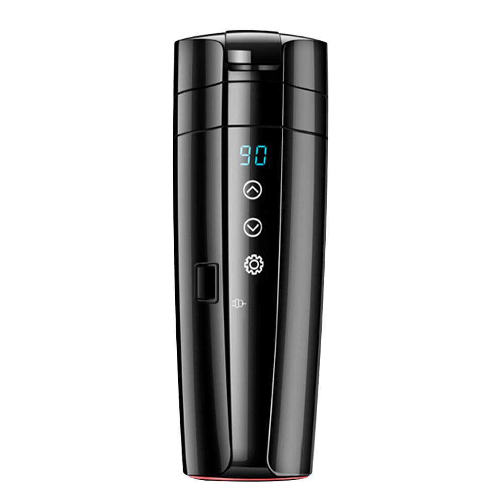 12v 24v vattenkokare intelligent bekväm vattenuppvärmning kokande kaffe isolering mugg bil elektrisk kopp universal digital display: Svart