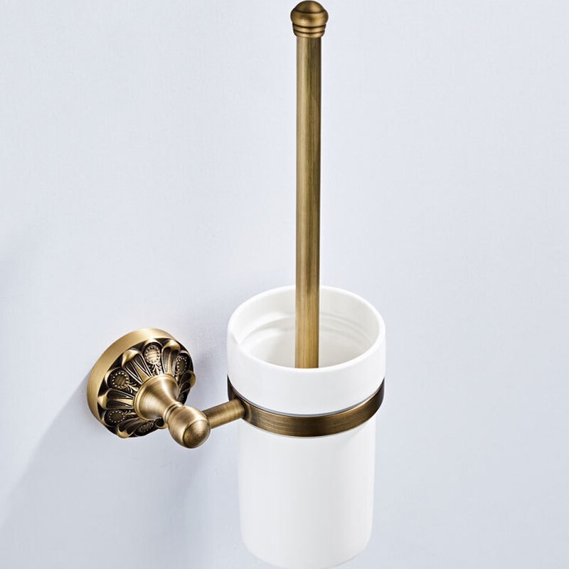 Antieke Badkamer Accessoires Set Brons Vintage Messing Föhn Houder Wc Papier Handdoekenrek Ring Zeep Mand Gewaad Haak Handvaten