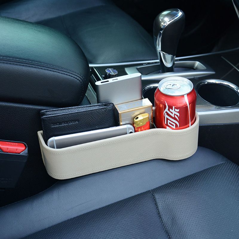 Multifuncional assento de carro organizador enchimento bolso couro do plutônio auto console lateral catcher caixa armazenamento titular recipiente