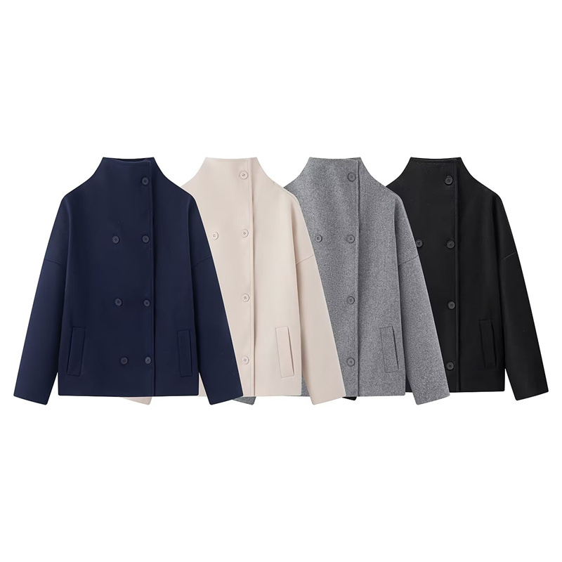 2026 Cappotto corto doppio petto versatile stile neutro elegante moda nuovo arrivo primavera 2026