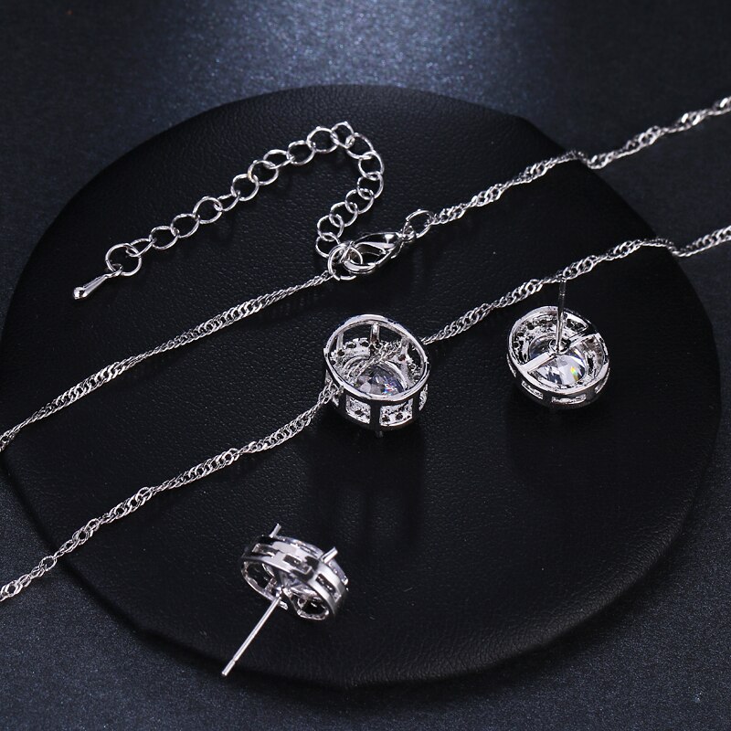Klassische Oval Zirkonia Hochzeit Schmuck setzt Luxus Kristall Braut Schmuck einstellen Für Brautjungfern Party