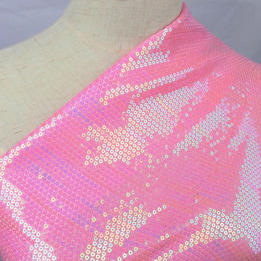 3mm pailletten stof Iriserende roze Pailletten Geborduurde Sparkly Stof Voor Kleding Tassen Bling Kussen Decor Door Yard