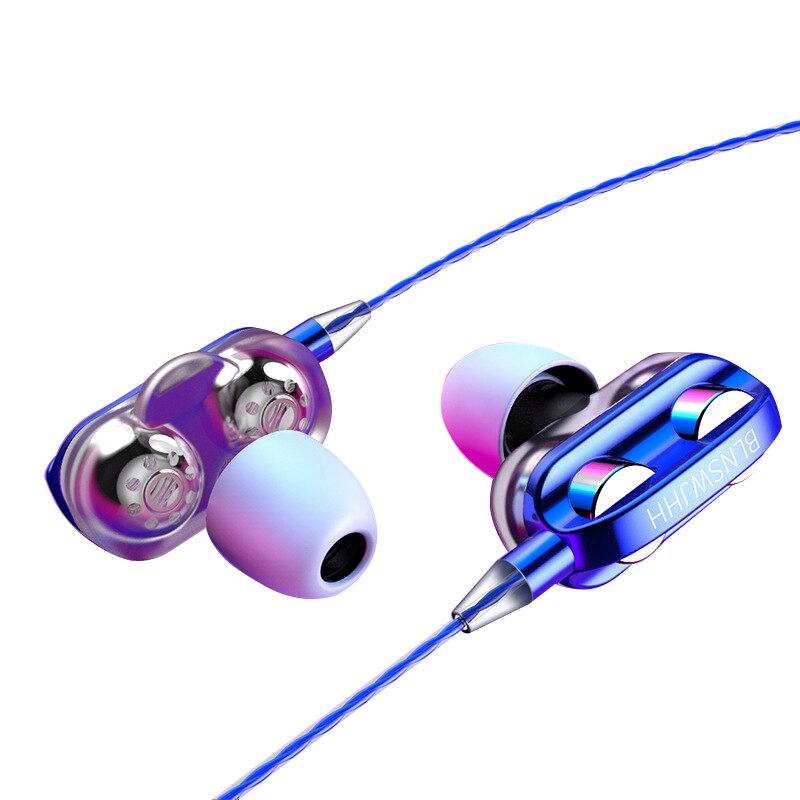 Kabelgebundene stereo-in-ear-kopfhörer, ohrhörer, sportkopfhörer, universell mit ohrstöpseln für mobiltelefon/pc: Blau