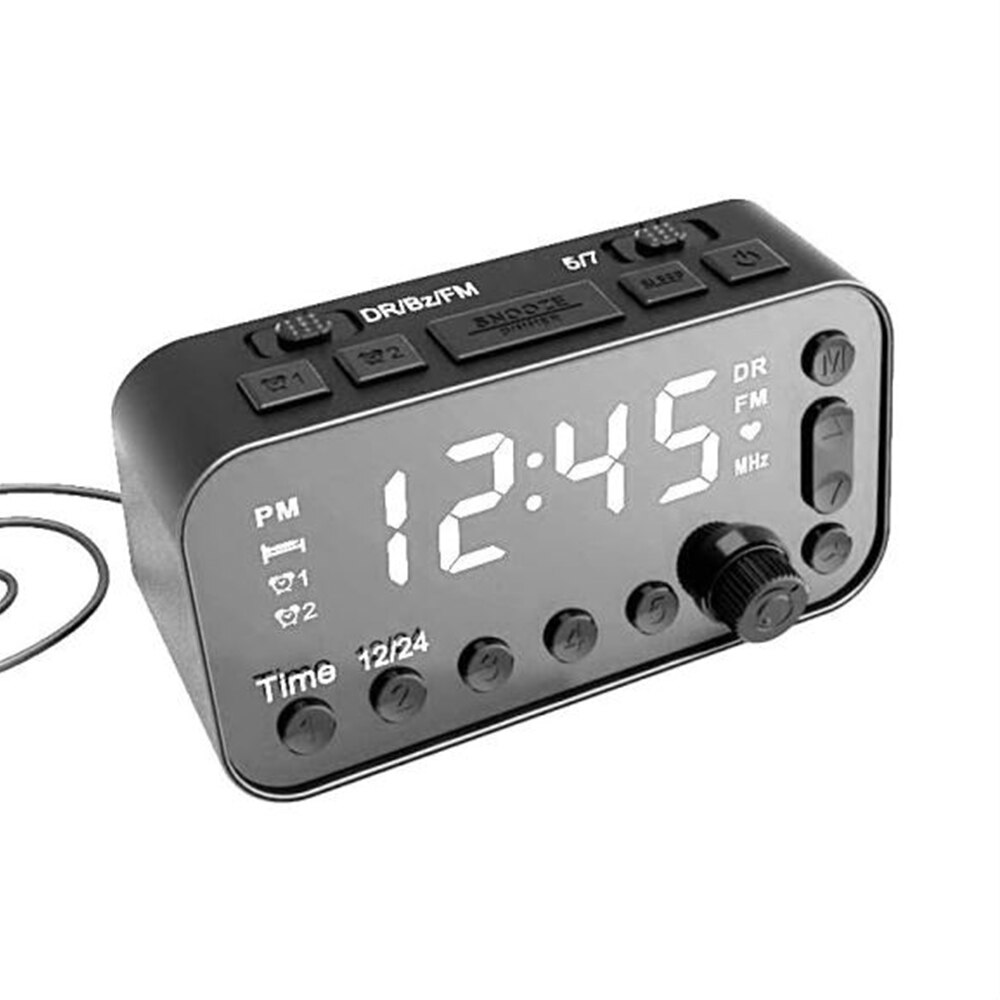 DAB &amp; FM Radio Digital Alarm Clock LCD Backlight Dual USB Port Sleep Timer for Office Bedroom Travel