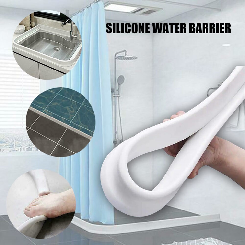 Flexible Silicone Water Stopper Strips Floor Water Barriers for Kitchen Bathroom MYDING
