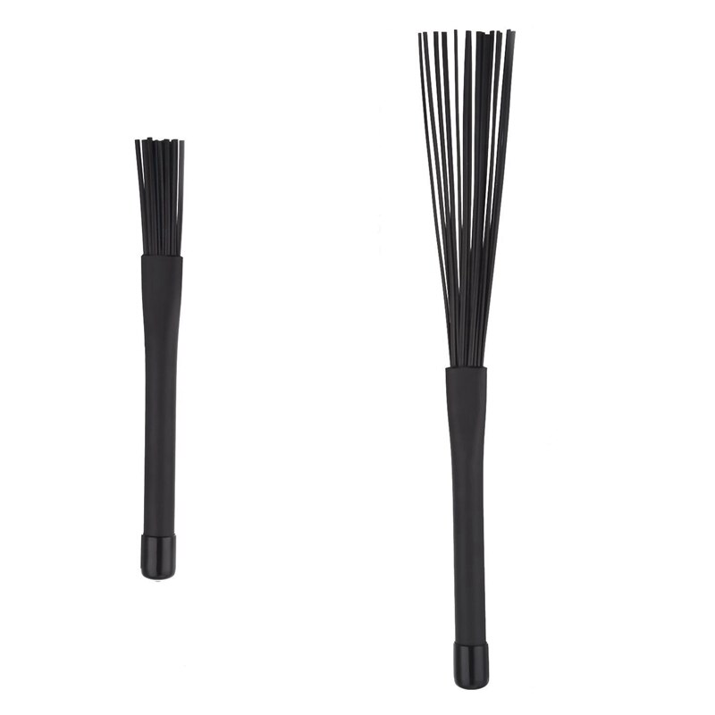 2 Paar Jazz Drum Brushes Sticks Gemaakt Van Bamboe Zwart 40Cm & 32 Cm