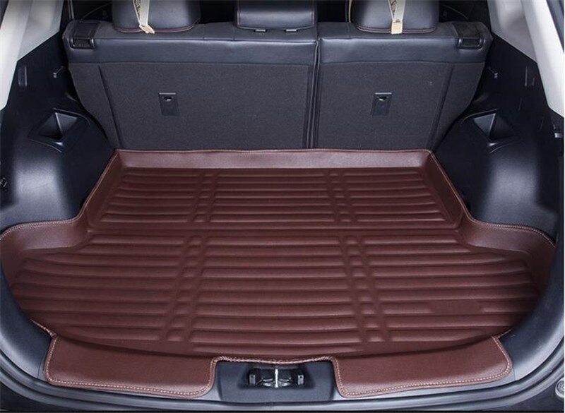 Auto Achterbak Leren Mat voor Hyundai Tucson PHEV (2021–2023), Anti-Kras Anti-Slip Waterdichte Beschermer Kofferbak Vloermatten Interieur Accessoires,A/Coffee