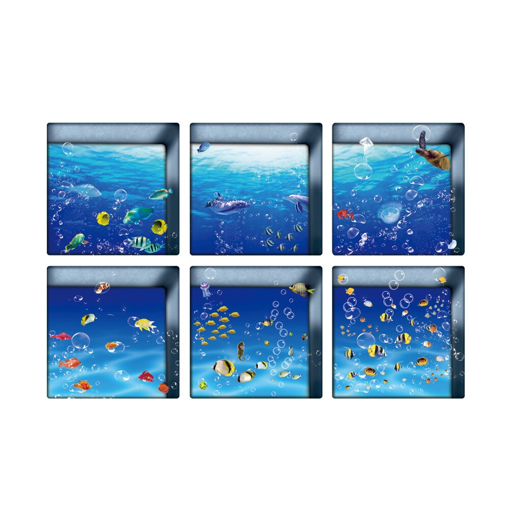 Funny 6pcs 3D bathtub stickers Water Shadow Pattern 3D Anti Slip Waterproof Bathtub Sticker Tub Bathroom Decal PVC Mural: D