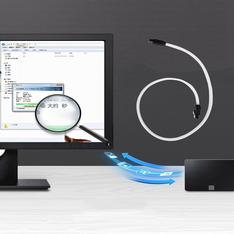 2X 50CM SATA 3.0 III SATA3 7pin Data Cable 6Gb/s SSD Cables HDD Hard Disk Data Cord (White)