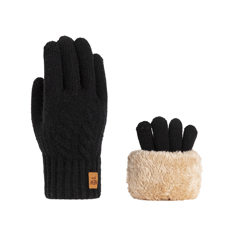 Moda inverno luvas de malha quente para mulheres homens engrossados e resistentes ao frio luvas de tela de toque forro de lã acessório de alta qualidade: BRANCO