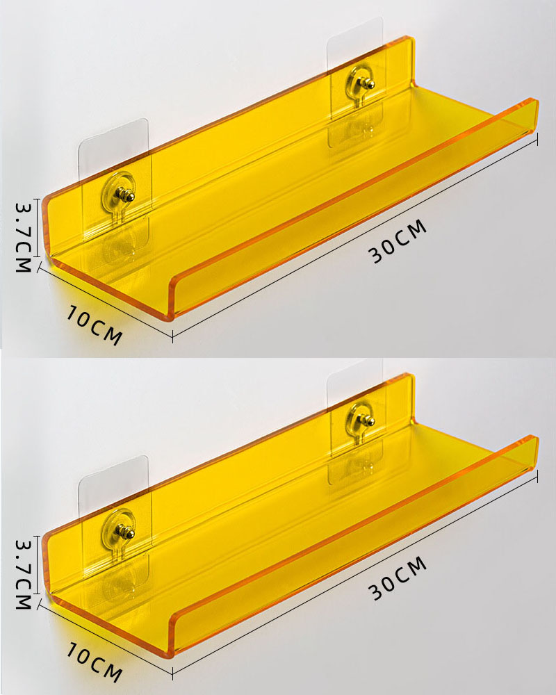 Estante de almacenamiento de acrílico montado en la pared para baño, organizador de cocina, estantes de exhibición, estante de pared decorativo sin perforaciones: Azul oscuro