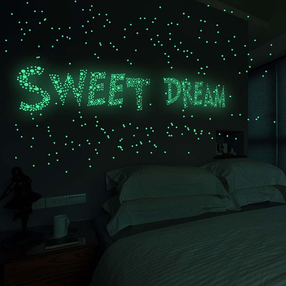 Bedroom Ceilling Luminous Stickers Glow In Dark Moon Universe 3D Fluorescent Bubble Sticker Stars Dots Kid Room Wall Art Decor