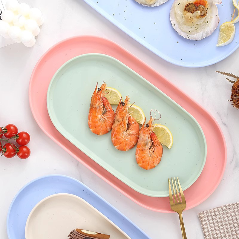 Bandeja decorativa nórdica, bandeja ovalada apilable, bandeja de almacenamiento de platos de joyería y frutas para comida, bandeja para cena de desayuno, accesorios de cocina